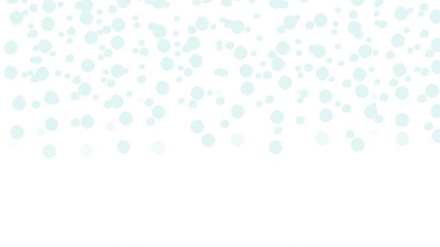 Snow particles falling down top border video overlay. Winter snowfall. Animated upper edge frame with cascading elements. Motion graphics with transparent copy space. Decoration seamless animation