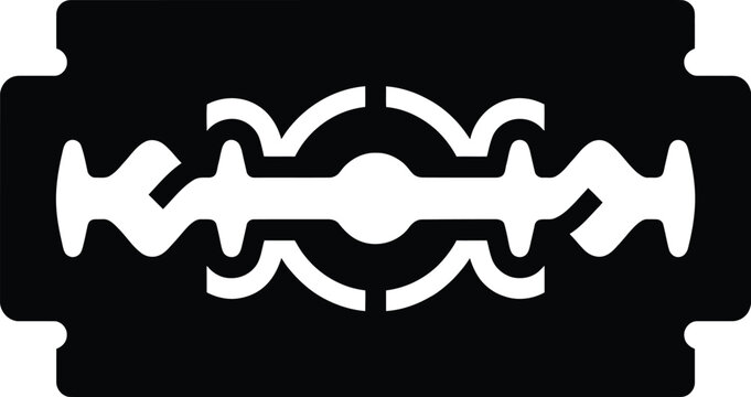 Decorative tribal style razor blade silhouette icon with intricate patterns and sharp edges for modern graphic designs.