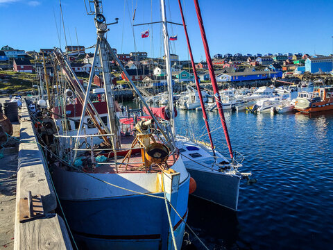 harbor in Sisimiut, the second-largest city in Greenland. 