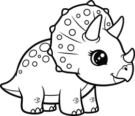 Adorable triceratops dinosaur coloring book page for kids fun and educational activity © @rayan_rahaman