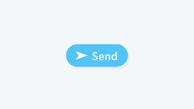 Animated Blue Send Button UI Graphic with Paper Plane Icon for Digital Communication and Email Marketing Apps