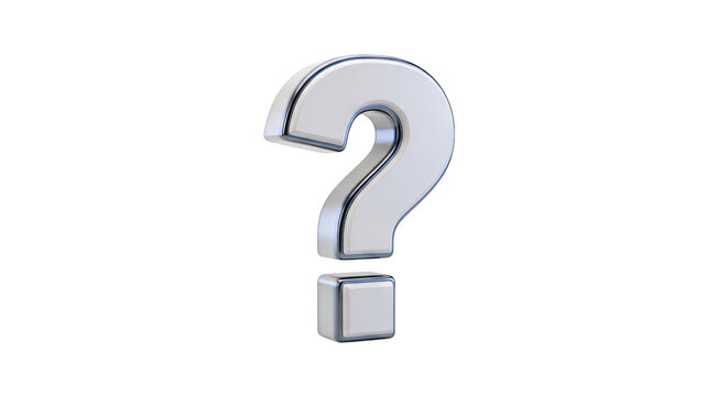 3D Render of a White and Silver Question Mark
