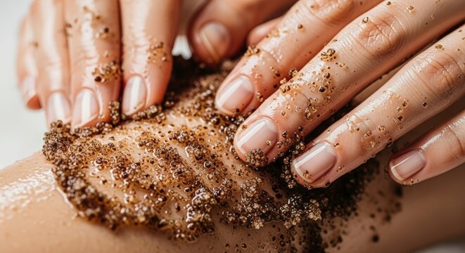 Exfoliating skin with brown sugar scrub.