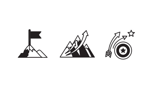 Mountain Climbing and Goal Achievement Icons