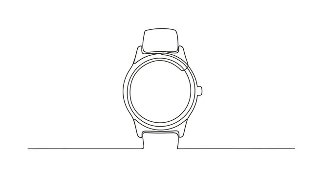 Minimalist Line Art Drawing of a Classic Wristwatch