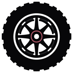 Fototapeta premium Automotive offroad black tire with rim and white detail design for SUV and car accessories vector image