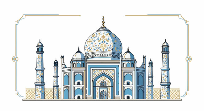 Stylized illustration of a majestic mausoleum with decorative elements