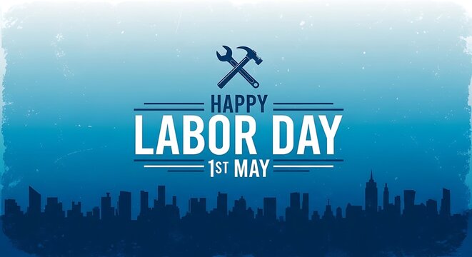 Happy labor day celebration a festive blue and white graphic