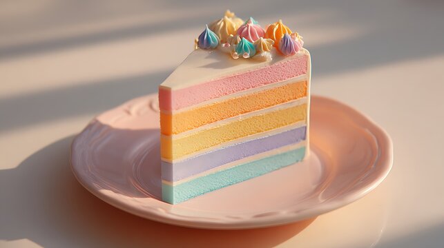 Korean-style pastel cake with smooth frosting, minimal background, photo-realistic daylight aesthetic