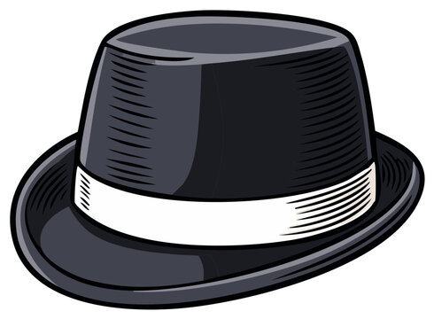 Classic Black Fedora Hat with White Band and Vintage Style for Formal Events