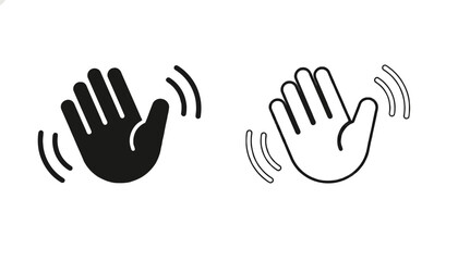 Obraz premium Vector illustration of two hand gestures with waving motion lines on a stock vector