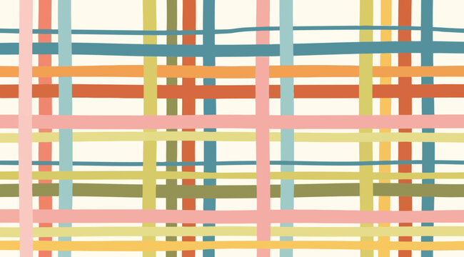 Colorful handdrawn plaid pattern, seamless checkered textile design