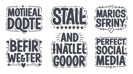 Fototapeta premium Collection of motivational and inspirational typography quotes hand-drawn lettering for social media posts and graphic design
