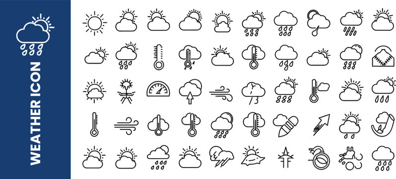 A collection of weather icons and symbols for forecasting