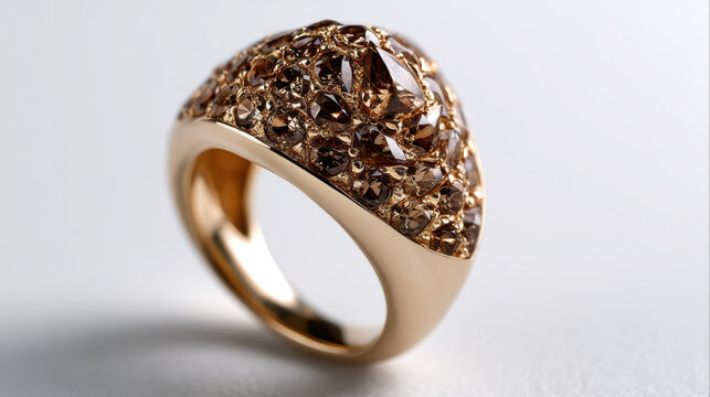 Elegant gold ring brown diamond ring gemstone jewelry luxury accessory fine jewelry sparkling gem fashion ring statement ring modern design close up view Elegant gold ring with brown diamond ring