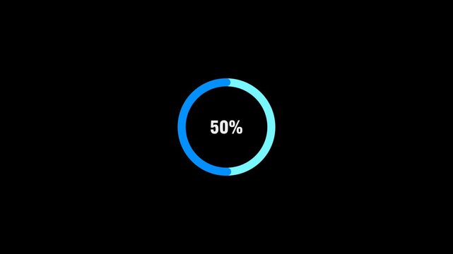 Animated spinning waiting icon 0-100% animation on alpha chanel. animated circle loading gif video icon.