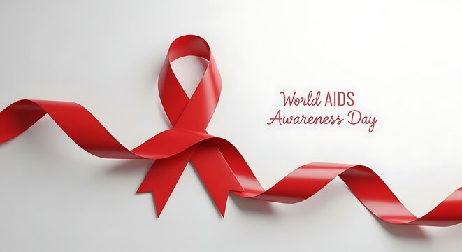 World aids day awareness a red ribbon symbolizing hope and remembrance