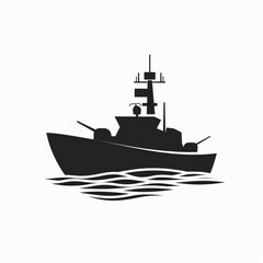 Fototapeta premium High contrast military vessel artwork isolated on a white background.
