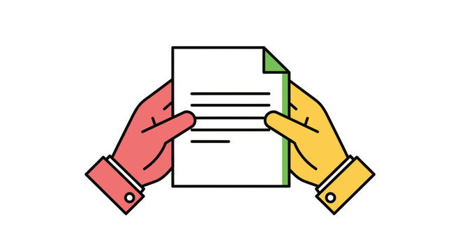 Two hands exchanging a document, symbolizing agreement, contract, or partnership