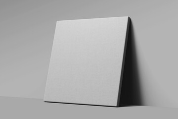 minimal frameless square art print textured canvas blank mockup isolated side view © Regi Munandar