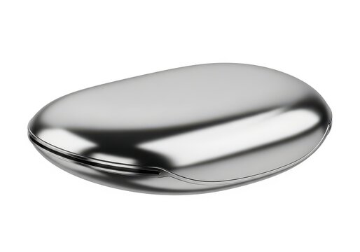 A sleek and shiny chrome-colored metallic object with a smooth and rounded surface.