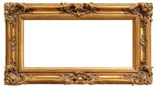 Ornate gilded rectangular frame with detailed scrollwork