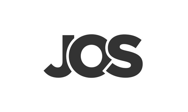 JOS logo design template with strong and modern bold text. Initial based vector logotype featuring simple and minimal typography. Trendy company identity.