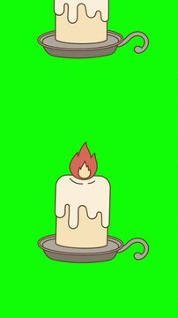 Candle animation on green background