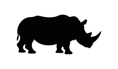 Vector silhouette of a rhinoceros walking on a plain surface with a bold black design © Shil