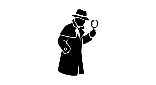 Detective with Magnifying Glass Silhouette.