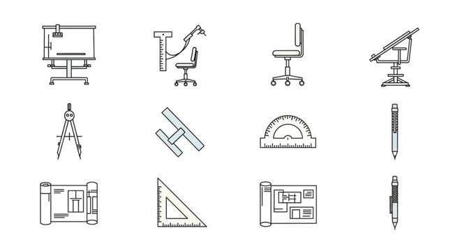 Architectural Drawing Tools and Equipment Collection.