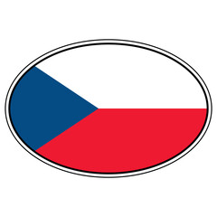 Fototapeta premium Oval sticker Czech Republic national flag stylized geometric emblem