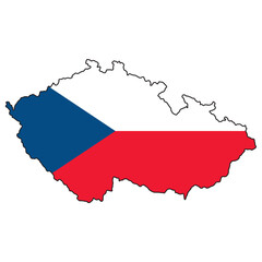 Obraz premium Czech Republic map filled with national flag symbolic illustration
