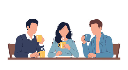 Fototapeta premium Casual Group of Friends Enjoying Coffee and Drinks at a Café