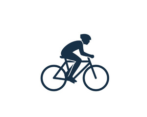 Obraz premium Dynamic silhouette of a cyclist riding a bicycle, representing sport, activity, and movement. An emblem for fitness and outdoor pursuits, showcasing an active lifestyle