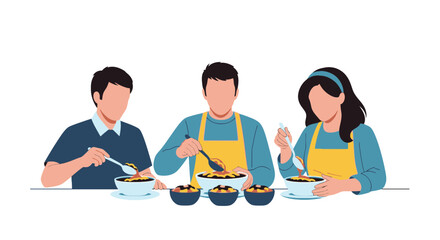 Fototapeta premium Family Cooking Together Enjoying Meal Prep and Sharing Food
