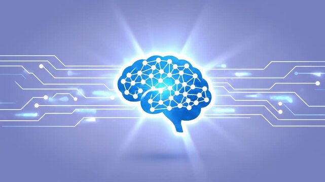 Brain Glowing Concept Flat Vector Animation
