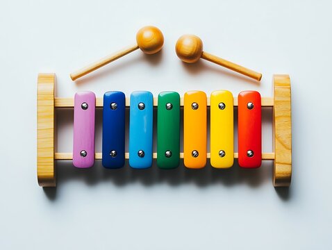 Colorful Wooden Xylophone with Matching Wooden Mallets
