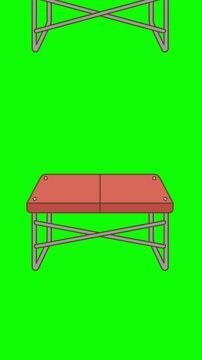 Cartoon table bench on a green background