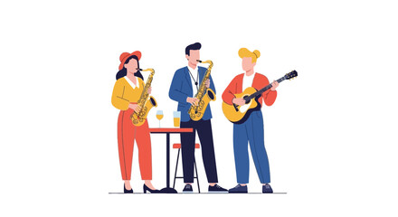 Naklejka premium Jazz Band Performing Live with Saxophone and Guitar