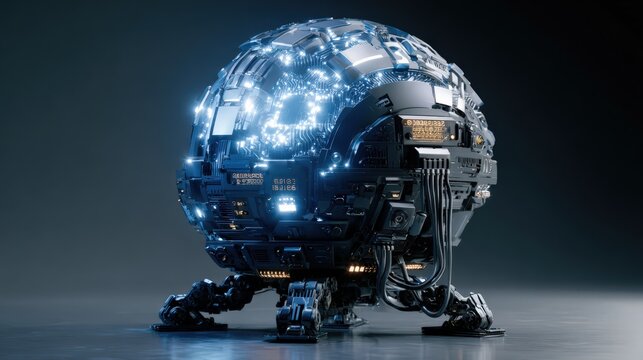 Expensive AI Inference &ndash; Glowing Chatbot Sphere with Meters and Cost Indicators