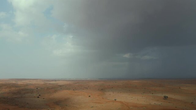 A drone view of the Arabian Desert in the United Arab Emirates.