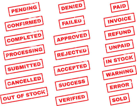 Collection of business status stamps for approval and payment processing