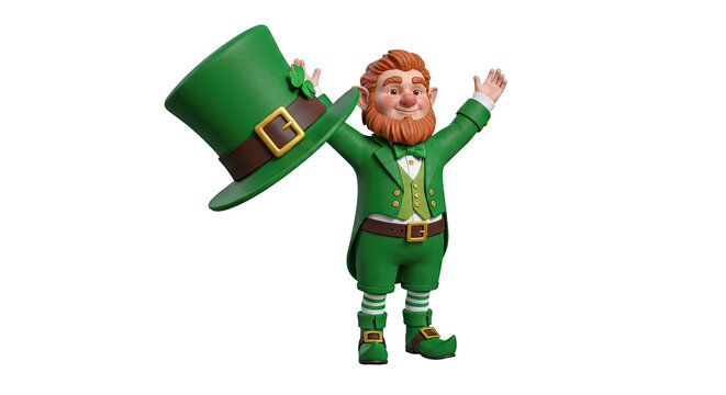 Leprechaun character with green hat, St. Patrick's Day theme