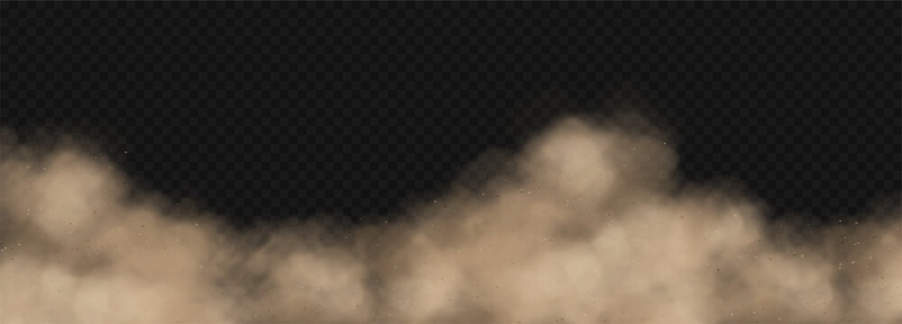 Realistic dust cloud isolated on transparent background. Sandstorm powder effect. Vector illustration