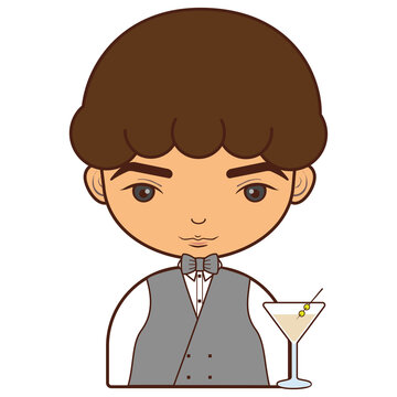 Man Bartender Occupation Icon Vector Images