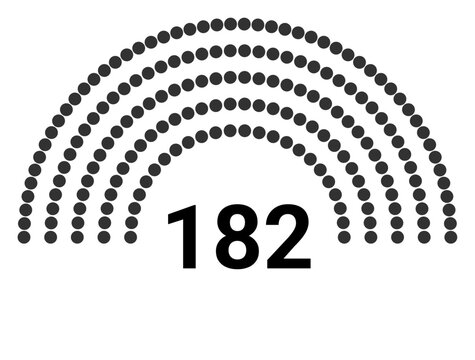 Hemicycle 182 seats - 5 rows