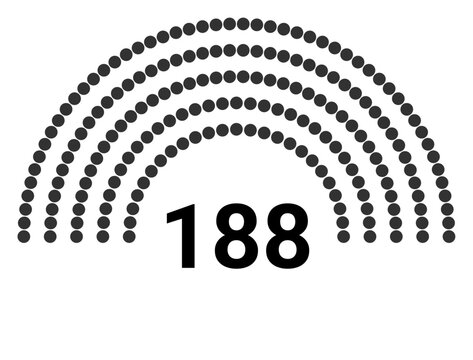 Hemicycle 188 seats - 5 rows