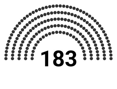 Hemicycle 183 seats - 5 rows