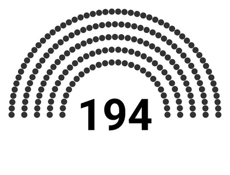Hemicycle 194 seats - 5 rows